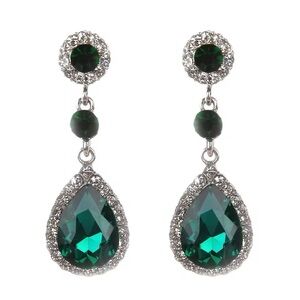 Green Water Droplets Dangle Earrings for Women